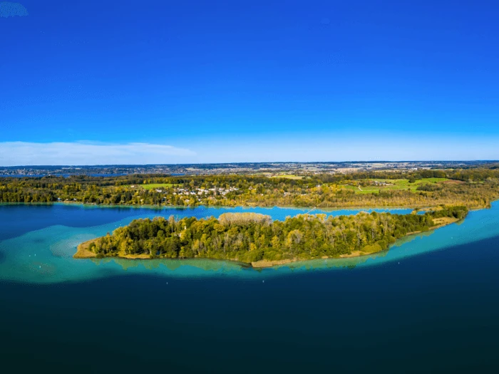 Sightseeing flight over Augsburg in Bavaria and Wörthsee in Upper Bavaria