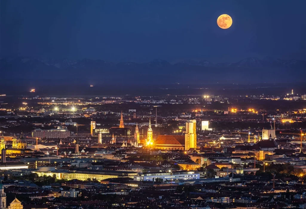 Company outing in Bavaria above Munich at night
